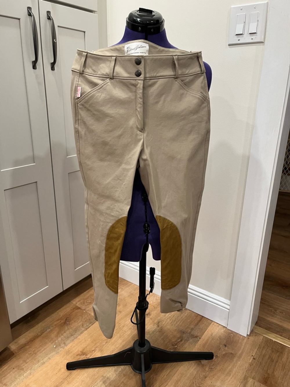 The Tailored Sportsman Khaki Breeches with Brown Knee Patches